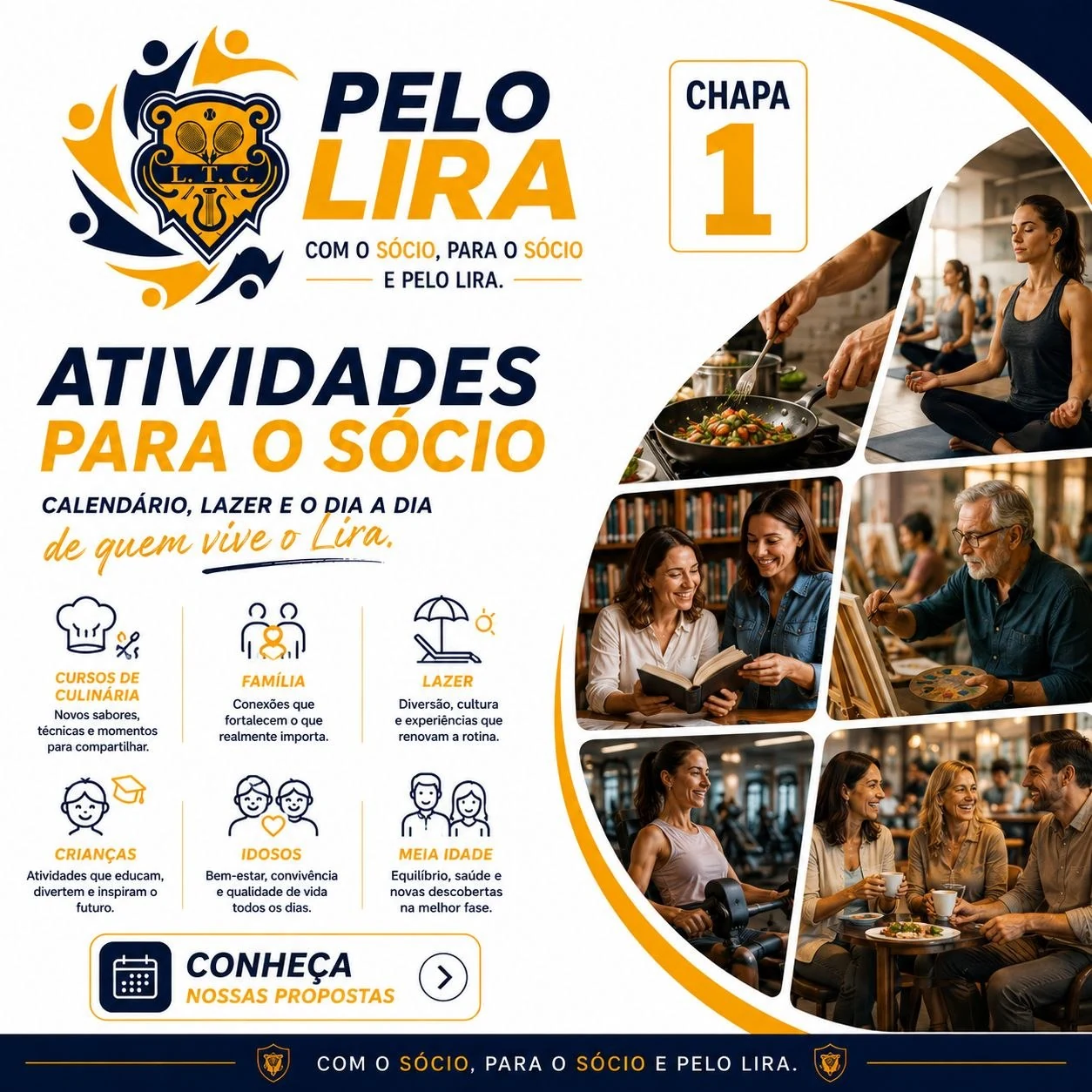 Atividades para o sócio — calendário, lazer e o dia a dia de quem vive o Lira
